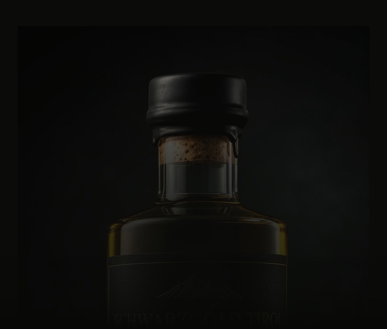Original Schwarzgold Apothekerflasche mit Kork und schwarzem Wachs